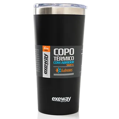 Copo Térmico Exeway com Abridor 560ml, Preto | R$100