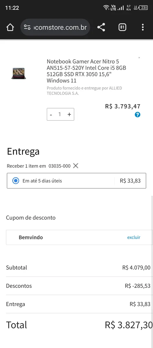 Imagem na descrição da promoção