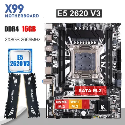 Combo xeon e5 2620 v3 kllisre x99 cpu 2x 8gb = 16gb 2666mhz DDR4