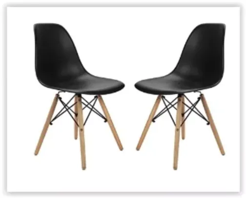 Conjunto com 2 Cadeiras Eames Prizi Lake - Preta