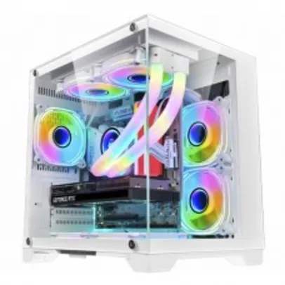 Gabinete Gamer K-MEX Space Aqua White, Mini Tower, Vidro Temperado, M-ATX, Sem Fonte, Sem Fan, CG-W1KN