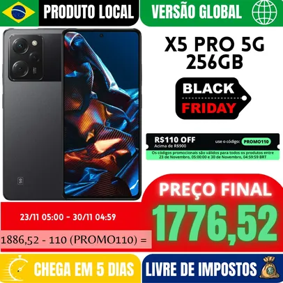 Smartphone Xiaomi Poco X5 PRO, 256GB 8GB RAM Versão Global | ESTOQUE NO BRASIL