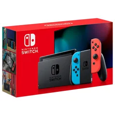 Console Nintendo Switch 32GB + Controle Joy-Con Neon Azul e Vermelho.