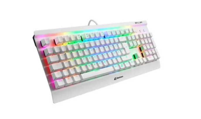 Teclado Gamer Sharkoon Shark Skiller Mech SGK3, RGB, Switch Kailh Blue, Branco - SKILLER-SGK3-RGB-Bl