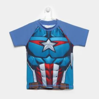 [2 por R$ 99,90] Camiseta Infantil Tip Top Avengers Manga Curta Masculina
