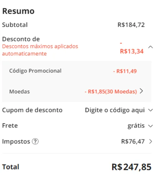 Imagem na descrição da promoção