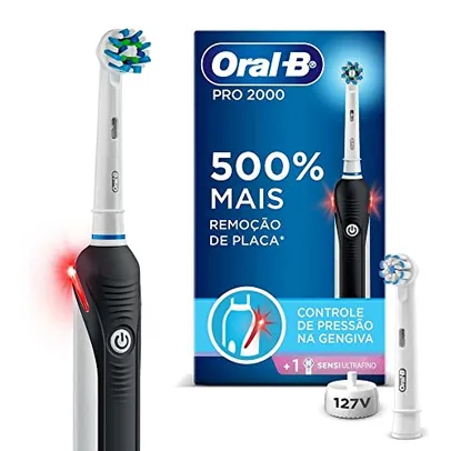 Oral B PRO Series 3, Escova de Dentes Elétrica, Cabeça Redonda, Advanced Clean, Preta