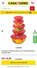 Conjunto 5 Potes de Vidro com Tampa Redondo | R$20