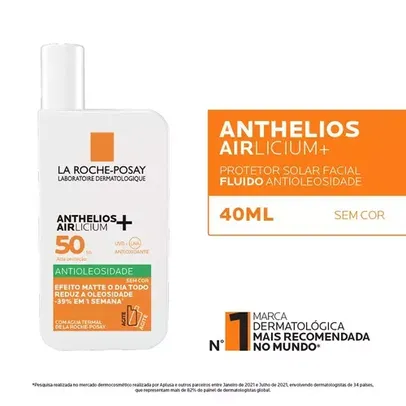 [2 UNIDADES - R$ 47,40 CADA ] Protetor Solar Facial La Roche-Posay Antioleosidade Anthelios Airlicium FPS 50 sem cor 40ml 