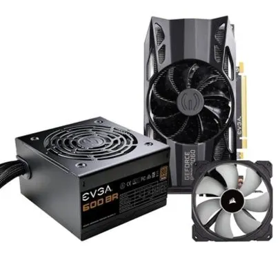 Kit Placa de Vídeo NVIDIA RTX 2060 SC Gaming, 6GB, GDDR6 + Fonte EVGA 600W, 80 Plus Bronze + Cooler FAN Corsair | R$3.600