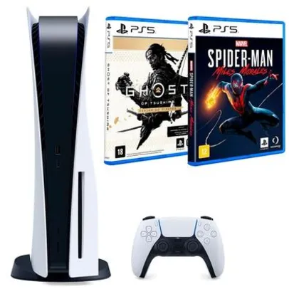 KaBuM! - Console Sony PlayStation 5 + Jogo Ghost Of Tsushima Versão do Diretor PS5 + Jogo Marvel´s Spider-Man: Miles Morales PS5