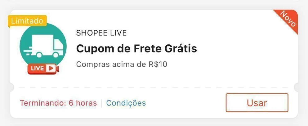 Cupom de frete grátis shoppe 