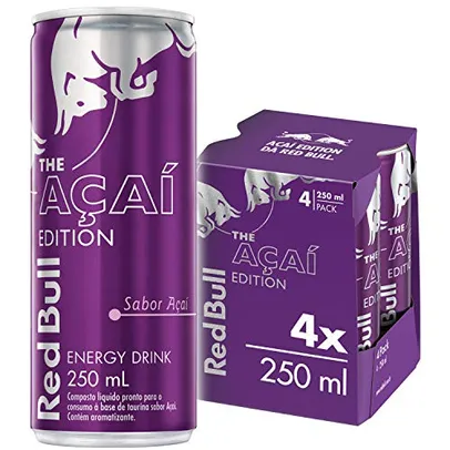 Energético Red Bull Energy Drink, Açaí, 250ml (4 latas)