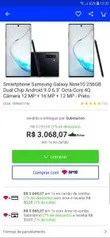 Galaxy Note10 256GB Dual Chip Android 9.0 6.3" Octa-Core 4G Câmera 12 MP + 16 MP + 12 MP - Preto