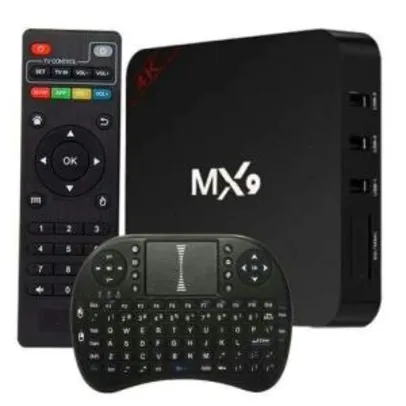 Media Player Tv Box Mx9 6.0 Quadcore Android 4k Smart + Teclado Smart - R$179