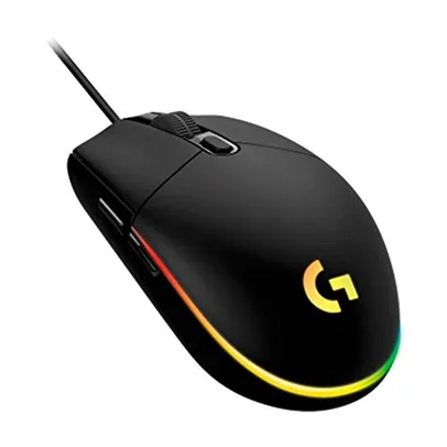 Mouse Gamer Logitech G203 LIGHTSYNC RGB, Efeito de Ondas de Cores, 6 Botões Programáveis e Até 8.000 DPI - Preto