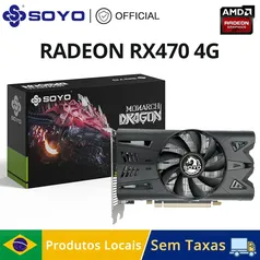 [NO BR] SOYO-AMD Radeon RX470 4G Placa gráfica, Memória GDDR5, 256Bit, Placa de jogo, PCIE3.0 x 16, DP, DVI, HDMI, Computadores desktop