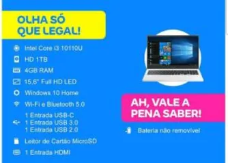 [Ouro] Notebook Samsung Book E30 Intel Core i3 4GB 1TB - 15,6” R$2602