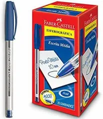 Caneta Esferográfica Trilux 032 Ponta Media 50 Unidades, Faber-Castell, Azul