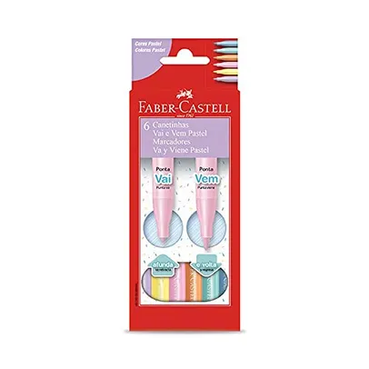 Canetinha Vai e Vem Pastel 6 Cores, Faber-Castell, 15.0906VVZF, Multicor