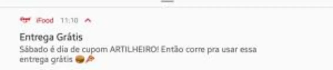 Entrega Gratis usando o cupom ARTILHEIRO no Ifood