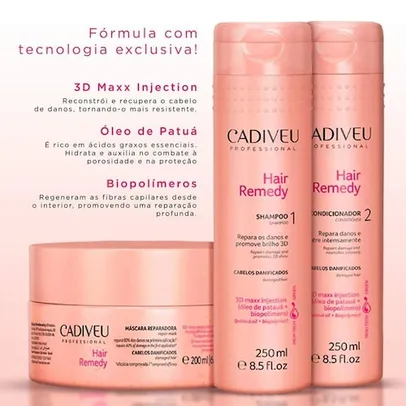 Kit Cadiveu Professional Hair Remedy Reparador (3 Produtos)