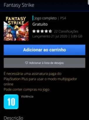 FANTASY STRIKE GRÁTIS PS4