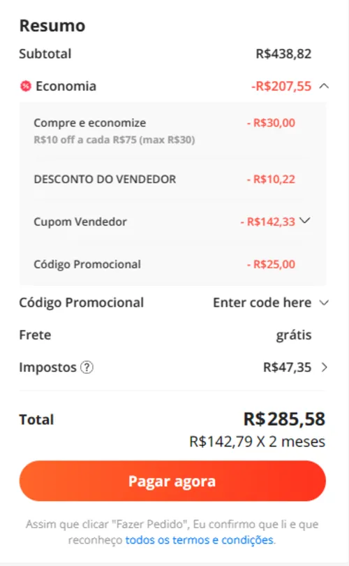 Imagem na descrição da promoção