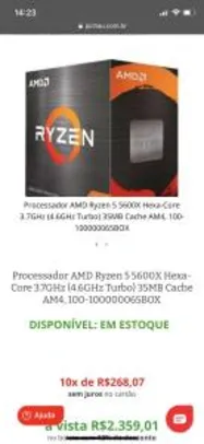 PROCESSADOR AMD RYZEN 5 5600X HEXA-CORE 3.7GHZ | R$2360