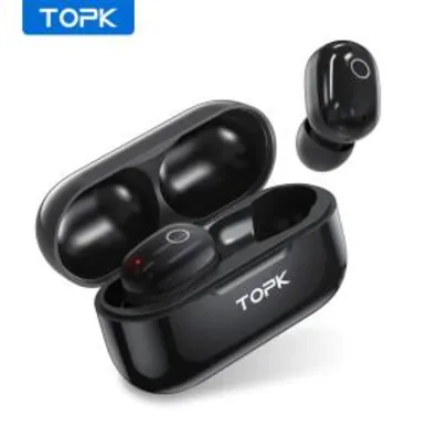 (1ª Compra) Fones de ouvido Topk t12 v5.0 controle touch bluetooth 3d estéreo 350mah bateria | R$31