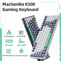 [Taxa inclusa] Teclado Mecânico Machenike K500 RGB gamer com cabo Tipo C removível e Switch Huano