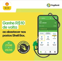 [PagBank + Shell Box] Abasteça a partir de R$80 e receba R$10 de volta