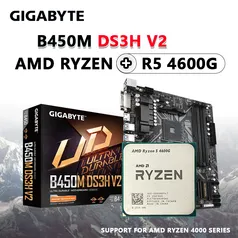 Placa-mãe AMD Ryzen 5 4600G CPU + Gigabyte GA B450M DS3H V2 