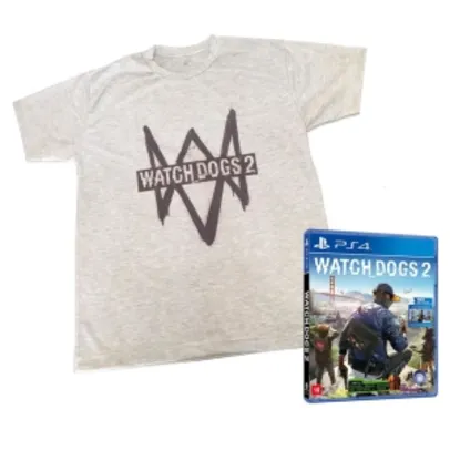 Jogo Watch Dogs 2 PS4 + Camiseta Exclusiva Watch Dogs 2 - Cinza POR R$ 120