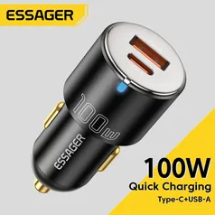 Carregador automotivo Essager 100w, Carga Rapide, Qc Pd 3.0, Usb Tipo C