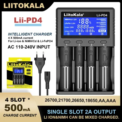 |Liitokala – Chargeur De Batterie Au Lithium, Lcd Lii-pd4 3.7v/1.2v/3.2v/3.8v