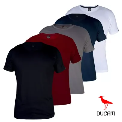 Confira Kit 5 Camisetas Masculina Lisas Algodão 100% Confortável Academia Ducam 10 Cores Sortidas 30