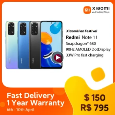 Smartphone xiaomi redmi note 11 snapdragon 680 Versão global