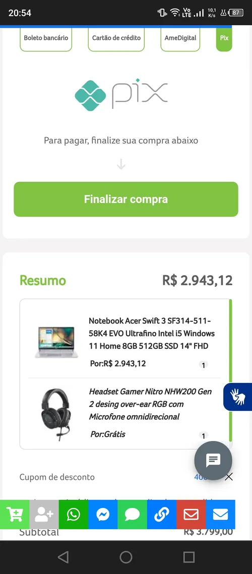 Imagem na descrição da promoção