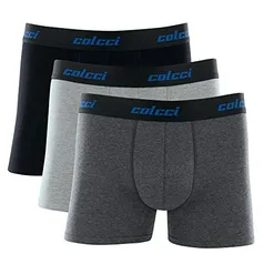 Kit 3Cueca Boxer Cot Elast , Colcci, Masculino, Preto/Mescla/Cinza, M