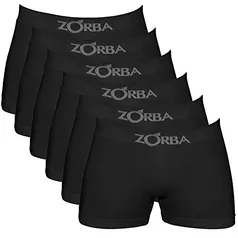 Kit 6 Cuecas Boxer Algodão Sem Costura, Zorba, Masculino, Preto, P