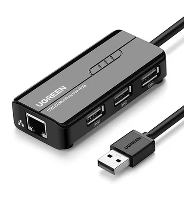 Hub Adaptador Usb Ugreen 3x USB e Ethernet 10/100/1000