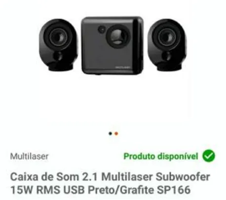 Caixa de som MULTILASER subwoofer 15w | R$ 100