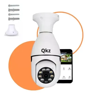 [FG BR] Câmera de Segurança Qkz KZ-818 Lâmpada Ip Wifi com Visão Noturna Cor Branco