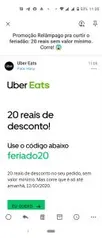 [Usuários Selecionados] R$20 OFF no Uber Eats