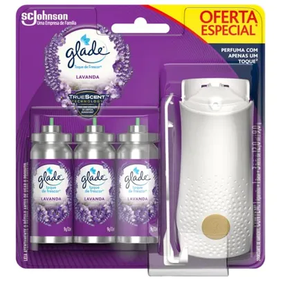 [rec]Glade, Aromatizador de Ambiente Toque de Frescor, Aparelho + 3 refis Lavanda com 12ml cada