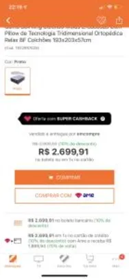 [70% de volta no AME] Cama Box king Colchão Molas Ensacadas Ortopédica Relax BF Colchões