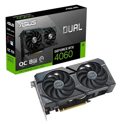 Placa de Vídeo RTX 4060 OC Edition Dual ASUS NVIDIA GeForce, 8GB GDDR6, DLSS, Ray Tracing 