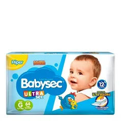 (6 pct) Fralda Descartável Babysec Ultra Sec G 64 Unidades