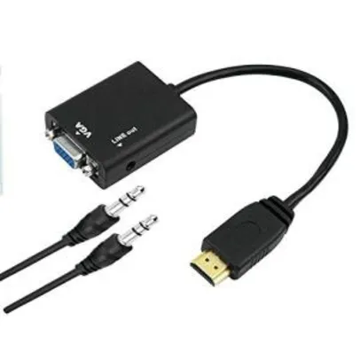 Cabo Adaptador Conversor HDMI para VGA com Saída P2 de áudio | R$ 20